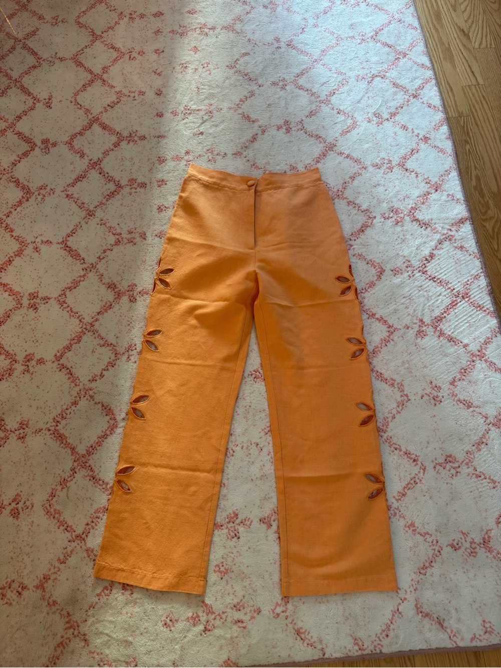 TACH Orange Wide-Leg Cutout Linen Pants